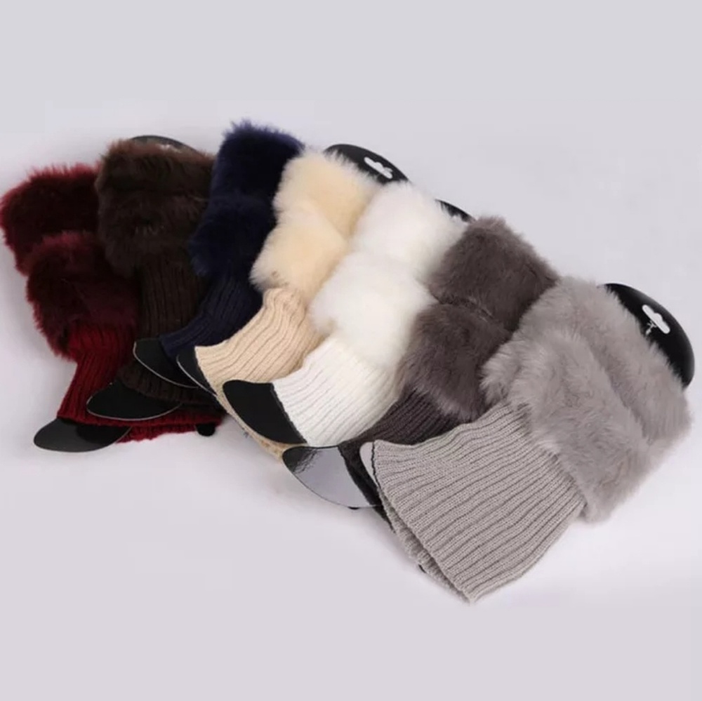Warm Fur Knit Boot Toper Dress Sock Leg Warmers - Picture 2 of 5